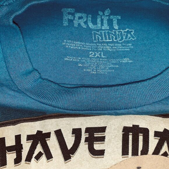 Mad Ninja Skills Fruit Ninja Turtles T-Shirt Short Sleeve Graphic Blue 2XL - Picture 8 of 14